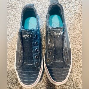 Blowfish Navy Blue Canvas Slip-On Sneakers with White Trim